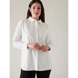 New Athleta A Frame Poplin Performance Button Up Shirt Women's Size Medium
